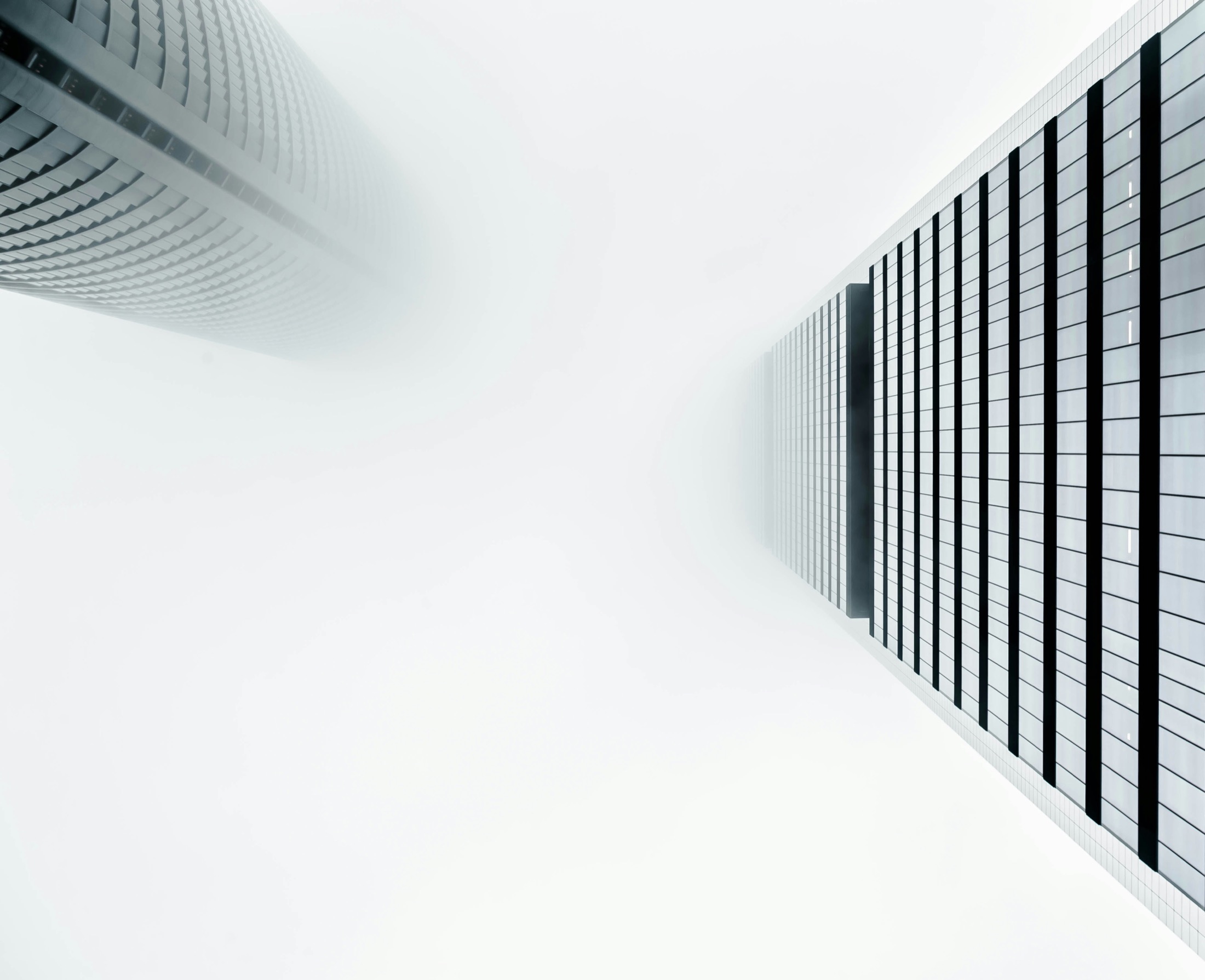 Minimal high-rise architecture in mist